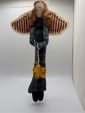 Vintage Winged Folk Art Angel Doll Primitive Ornament Christmas
